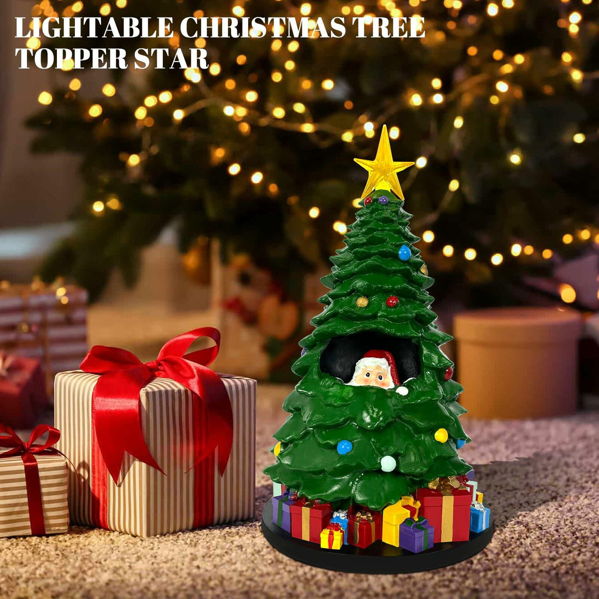 Mini árbol de Navidad EVOLUX de 2 pies con luces, adornos y estrella para decoración de mesa