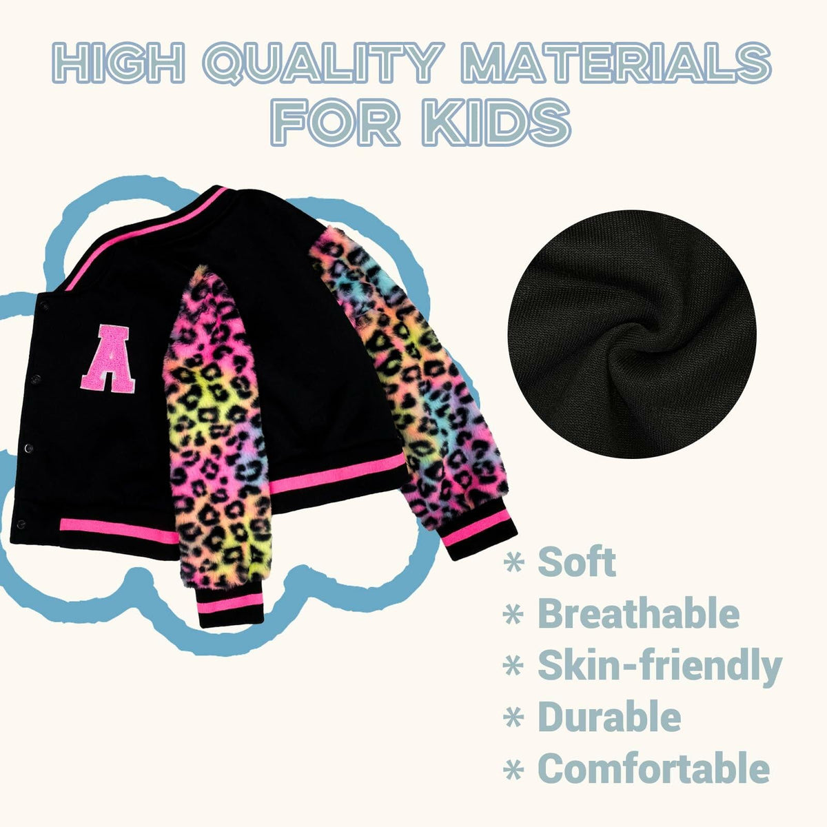 Chaqueta estilo universitario para niños y niñas GMMDOMKID, abrigo de béisbol clásico, talla 8