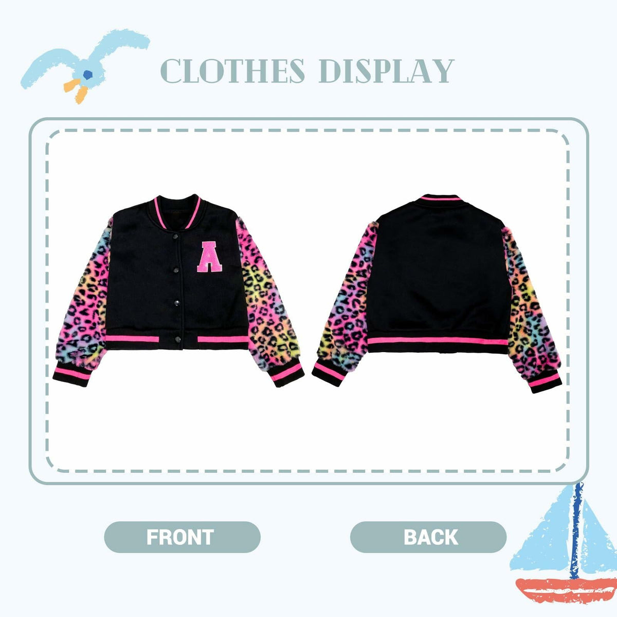 Chaqueta estilo universitario para niños y niñas GMMDOMKID, abrigo de béisbol clásico, talla 8