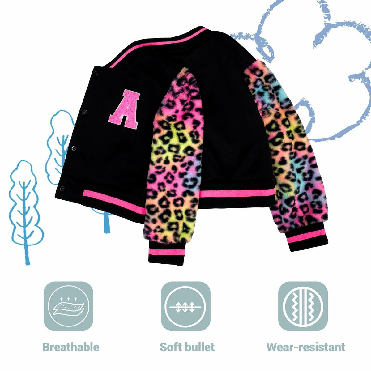 Chaqueta estilo universitario para niños y niñas GMMDOMKID, abrigo de béisbol clásico, talla 8