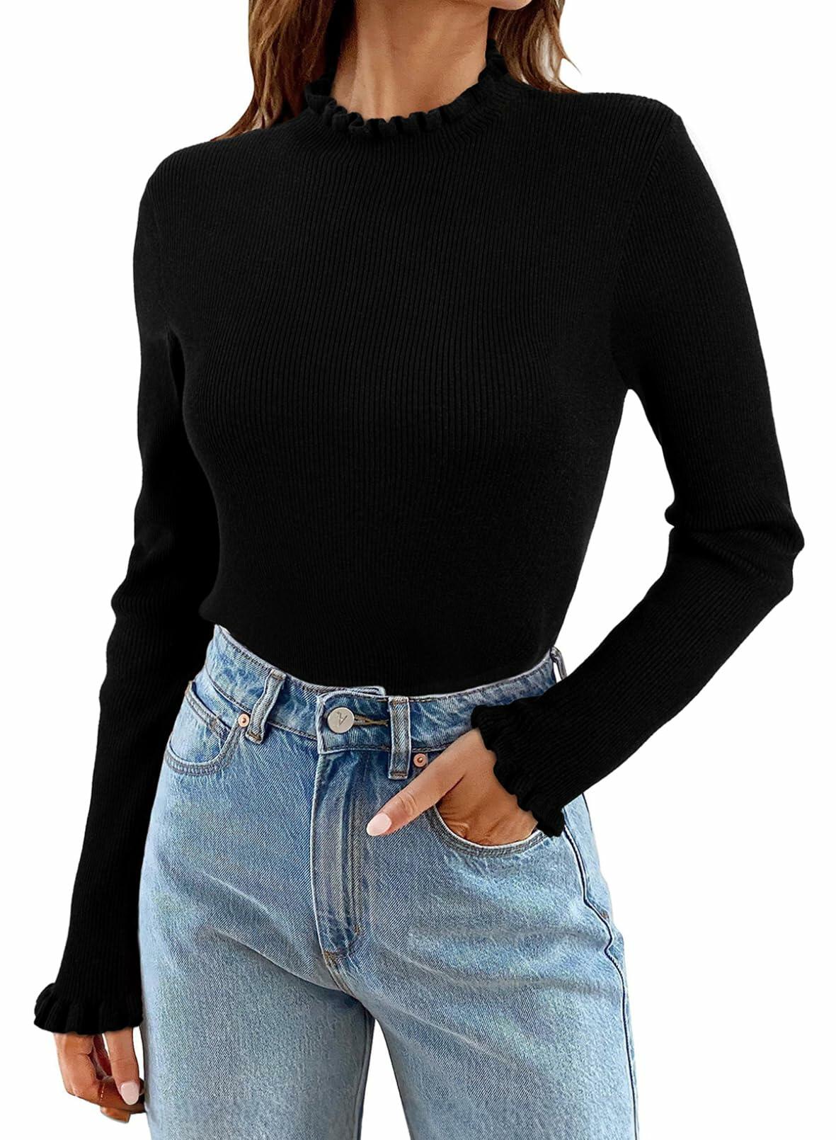 Suéter de punto acanalado rojo EVALESS para mujer, jersey informal de manga larga, talla XXL
