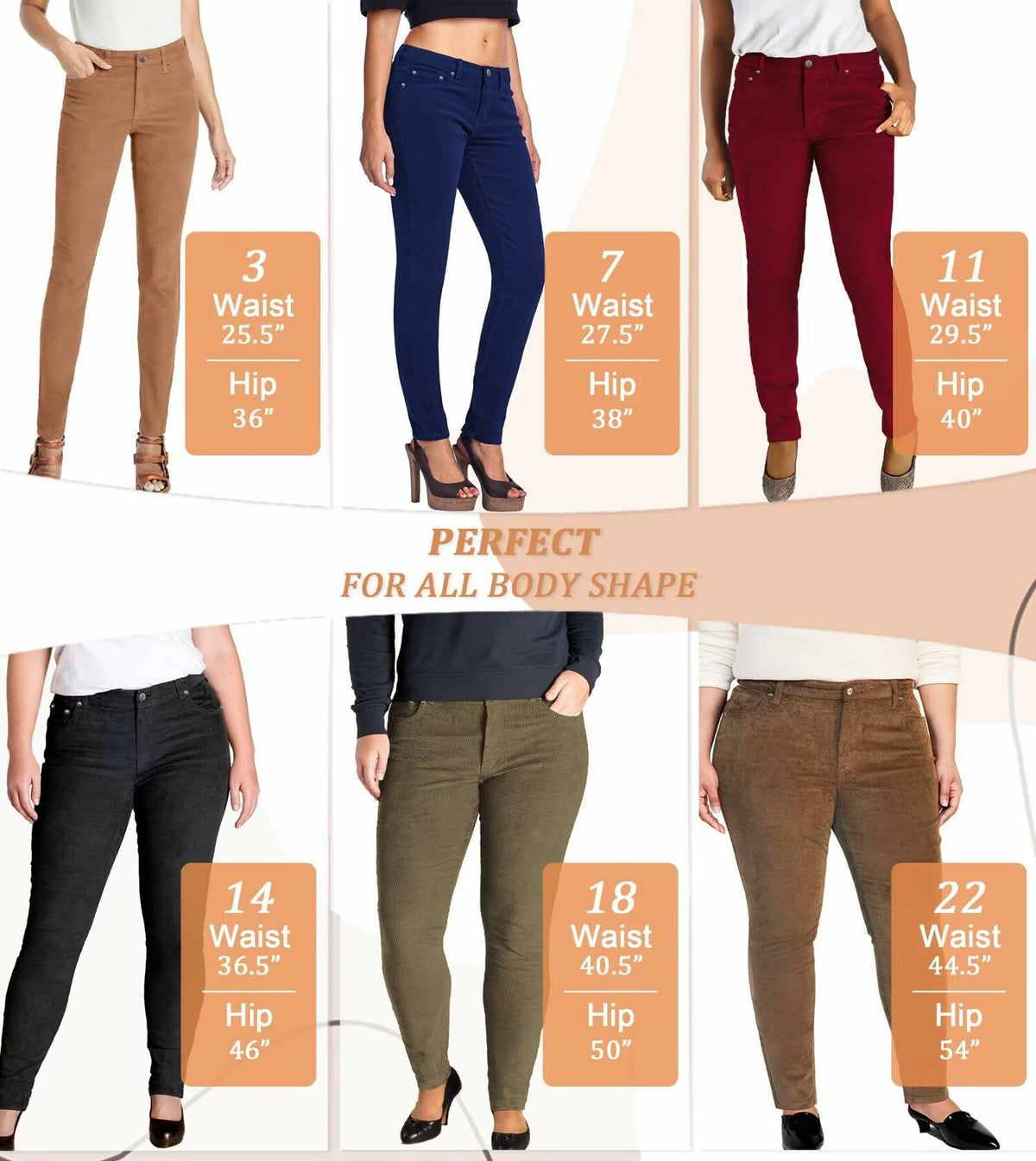 Pantalones ajustados de pana Hybrid & Company, color camel, talla 11