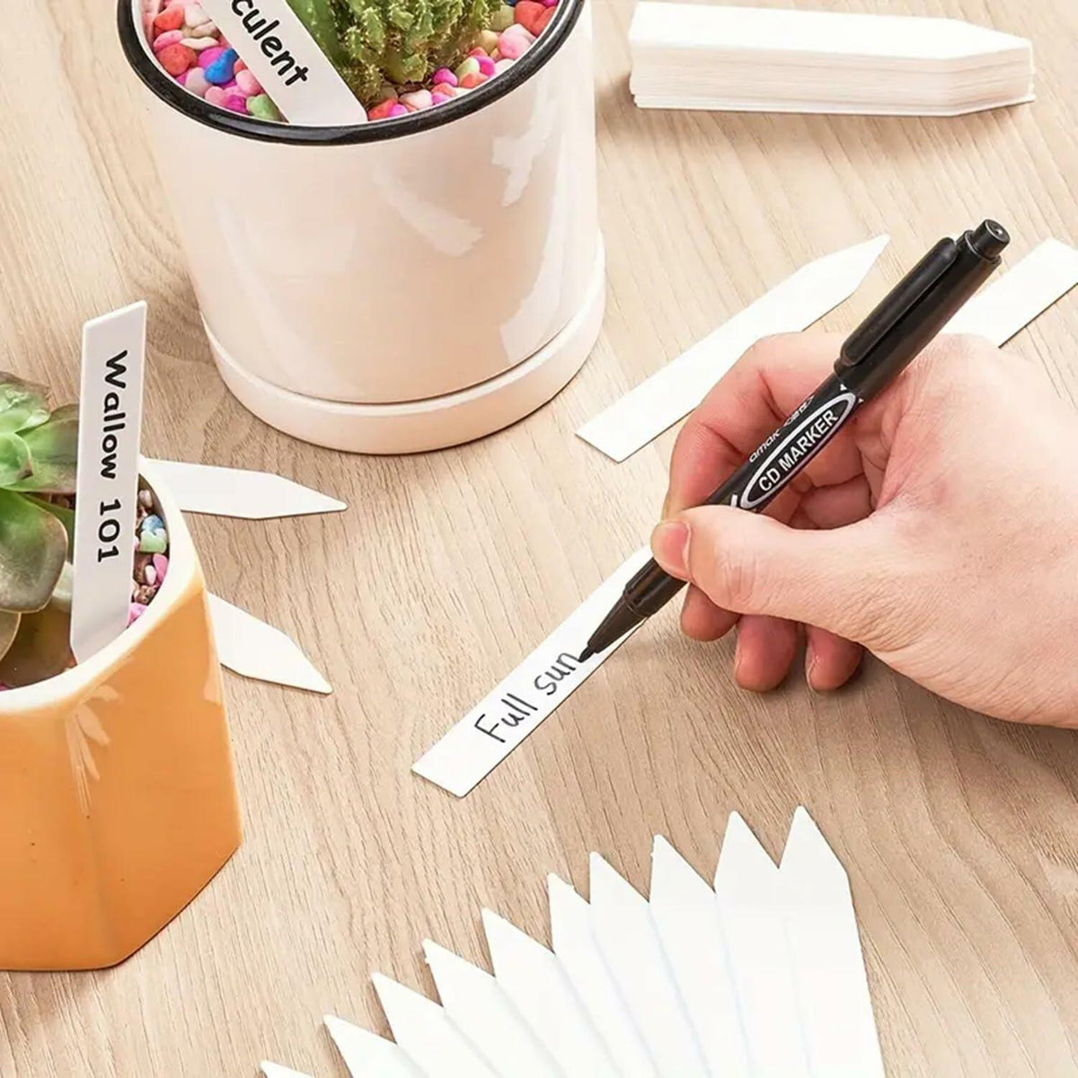 meumtuu 200 PCS Etiquetas de plástico blanco para plantas, marcadores de jardín de PVC PVCPL-200W