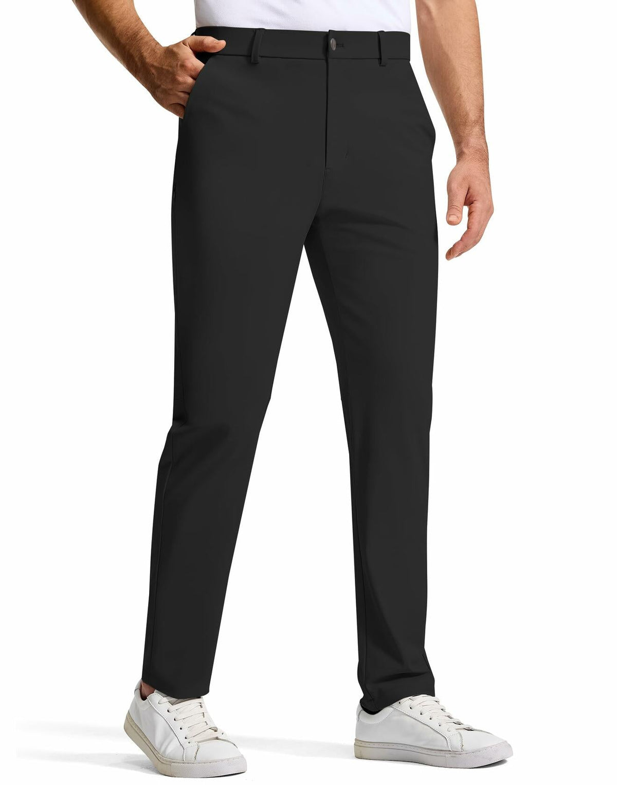 Pantalones de vestir de golf para hombre SERAMY, corte ajustado, elásticos, de secado rápido, color caqui claro, talla 35