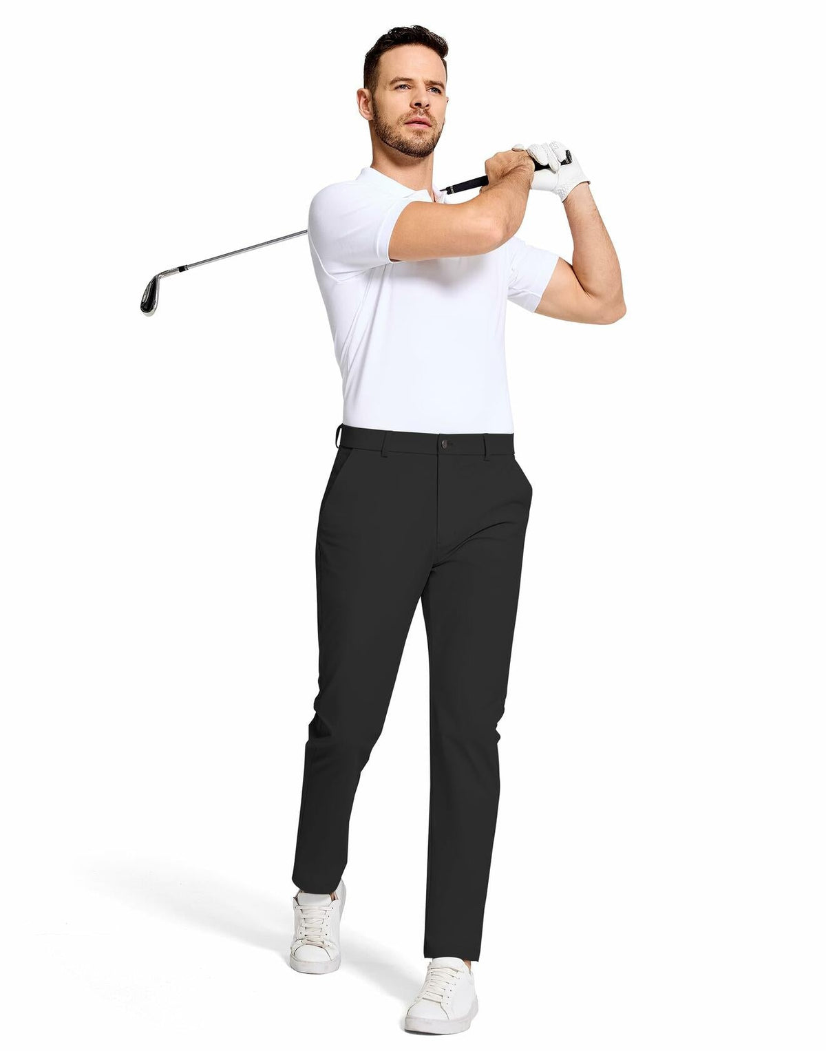 Pantalones de vestir de golf para hombre SERAMY, corte ajustado, elásticos, de secado rápido, color caqui claro, talla 35