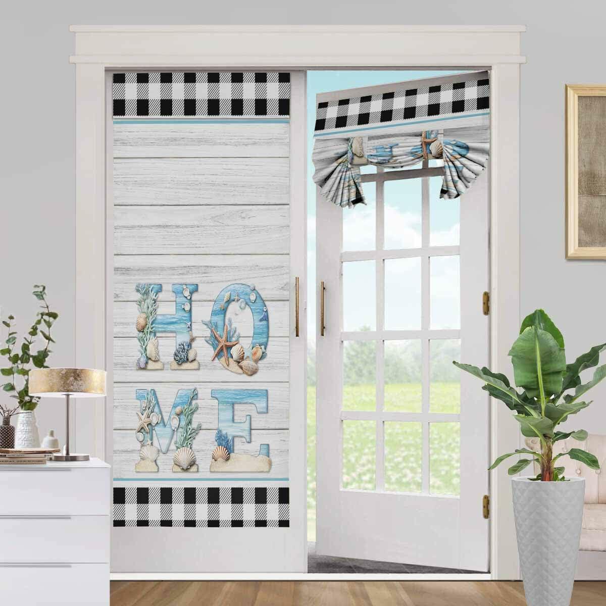 Cortinas para puerta BEMIGO con corona de otoño, persianas ajustables de privacidad, 26x70 pulgadas