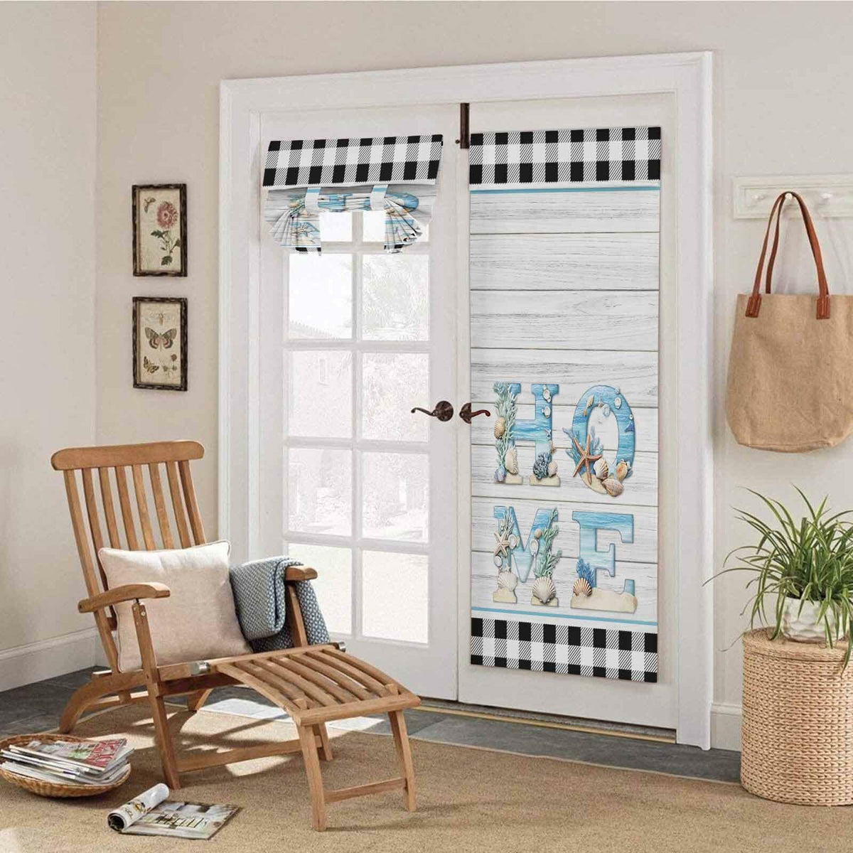 Cortinas para puerta BEMIGO con corona de otoño, persianas ajustables de privacidad, 26x70 pulgadas