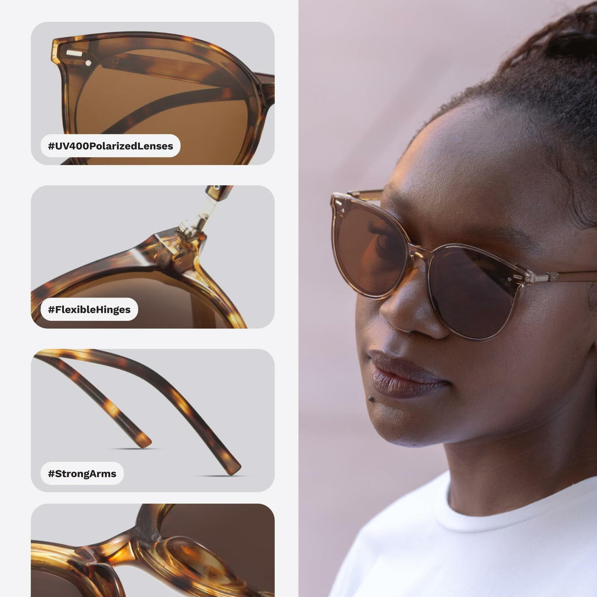 livho Polarized Retro Round Sunglasses Women Oversized Black