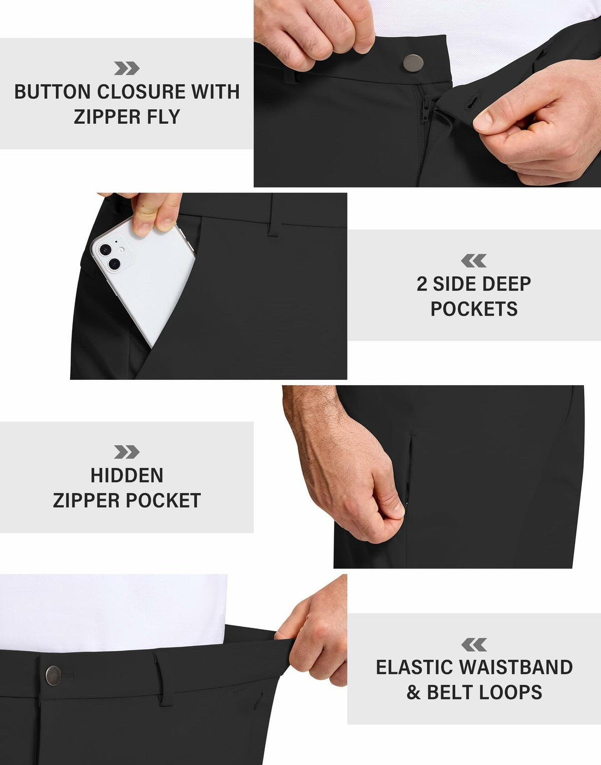 Pantalones de vestir de golf para hombre SERAMY, corte ajustado, elásticos, de secado rápido, color caqui claro, talla 35