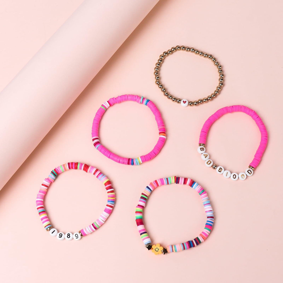 Pulseras de la amistad con cuentas Taylo Sweet de 5 piezas para mujer, multicolor