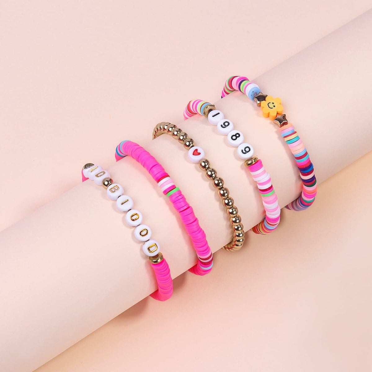 Pulseras de la amistad con cuentas Taylo Sweet de 5 piezas para mujer, multicolor