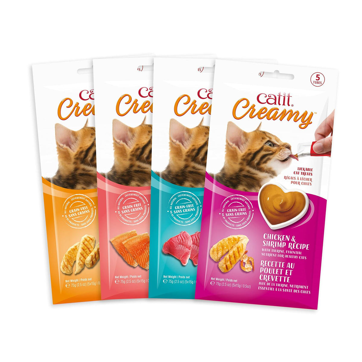 BestBy06/25 Catit Creamy Lickable Cat Treat Salmon 5-Pack Hydrating Healthy