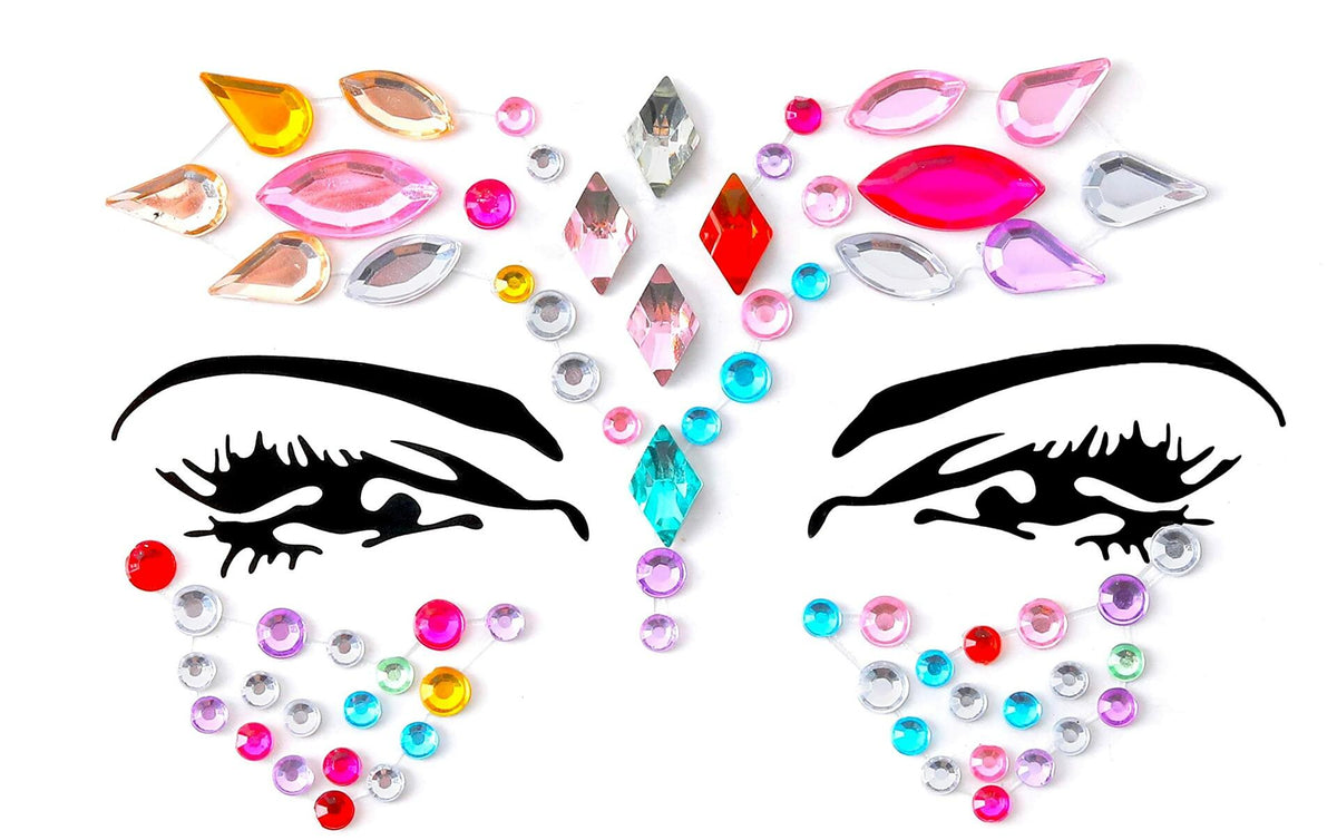 FACEGEM LONDON Pegatinas de gemas faciales y purpurina adhesiva, 21 piezas