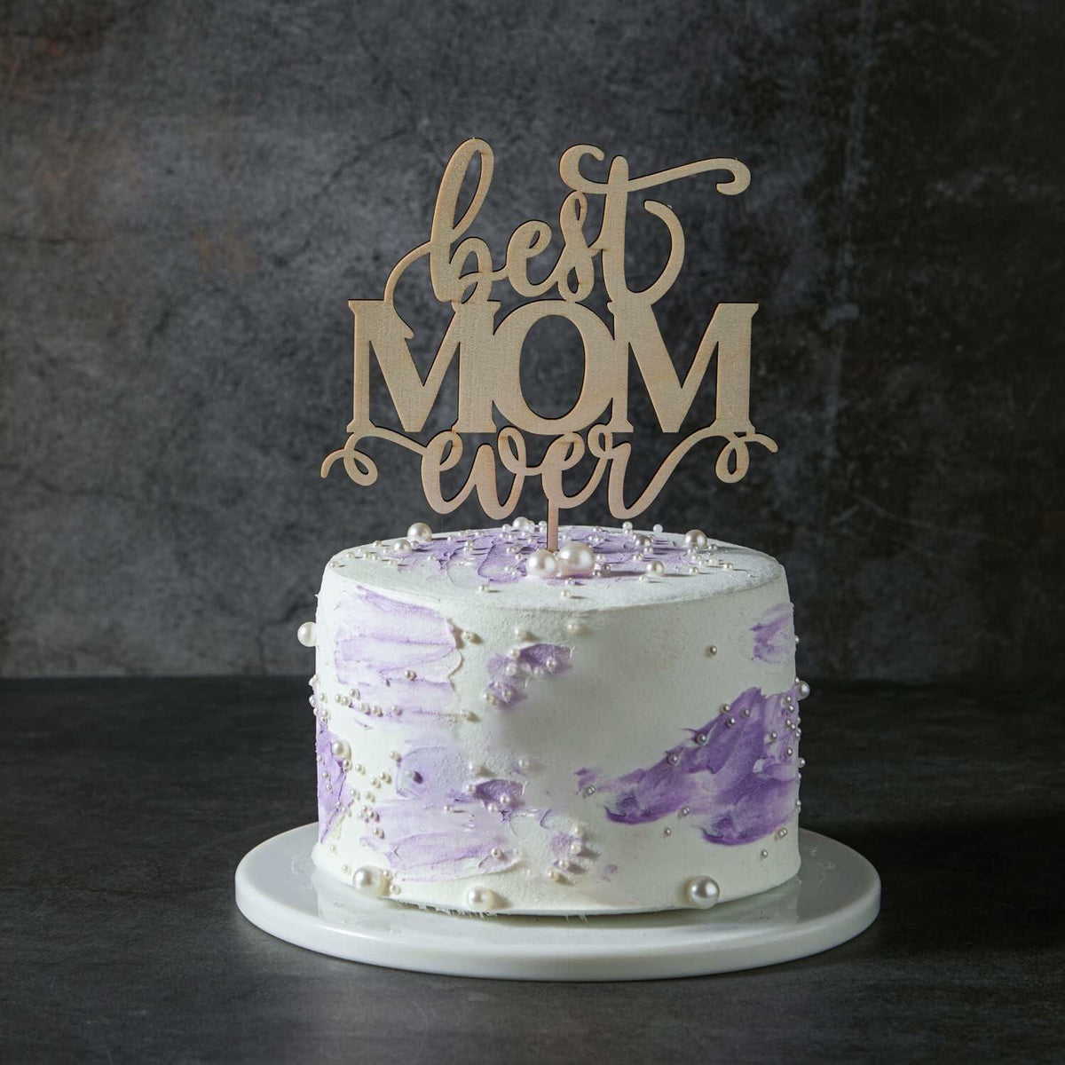 Wlropted Happy Mother's Day Wooden Cake Topper Best Mom Party Decor