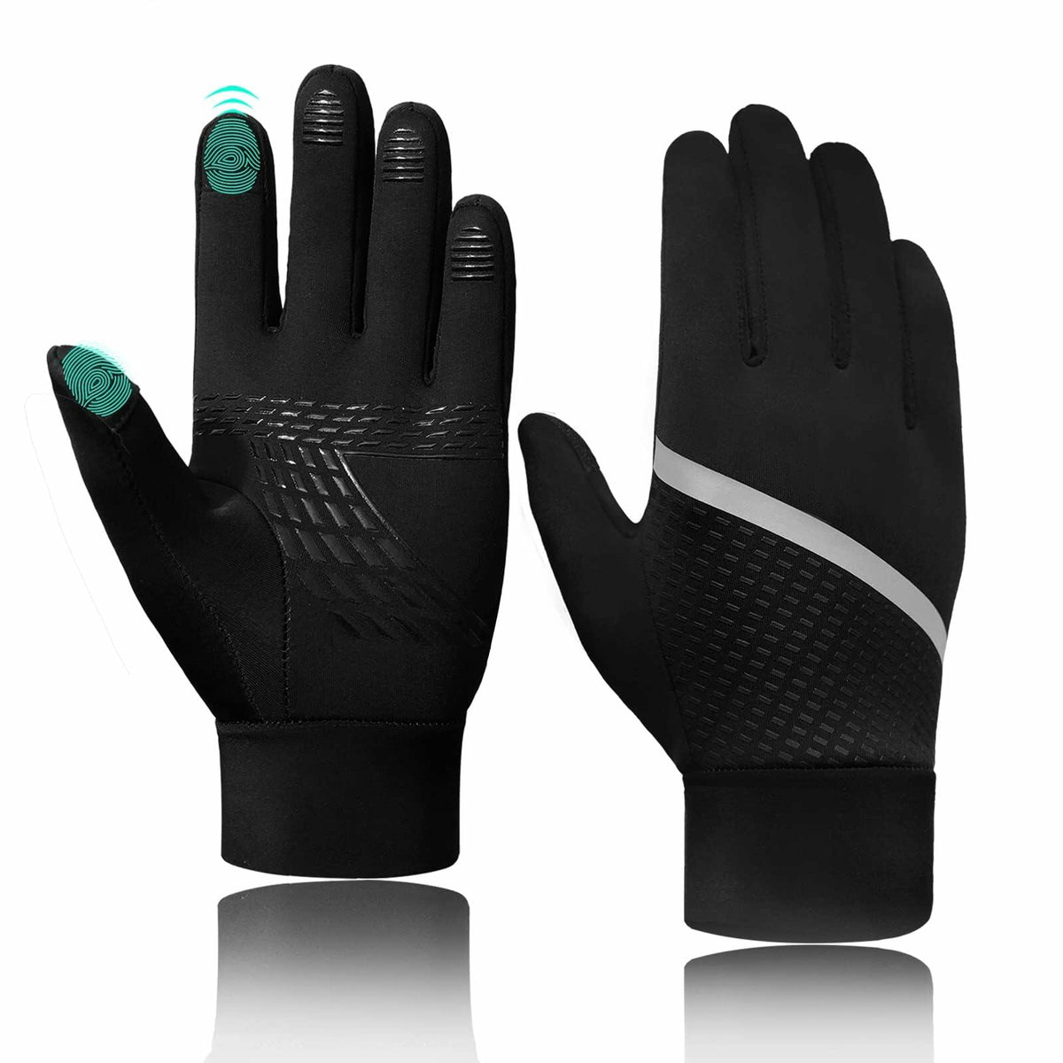 Guantes térmicos de forro polar para correr VigorGlove para niños, pantalla táctil, color negro, talla S