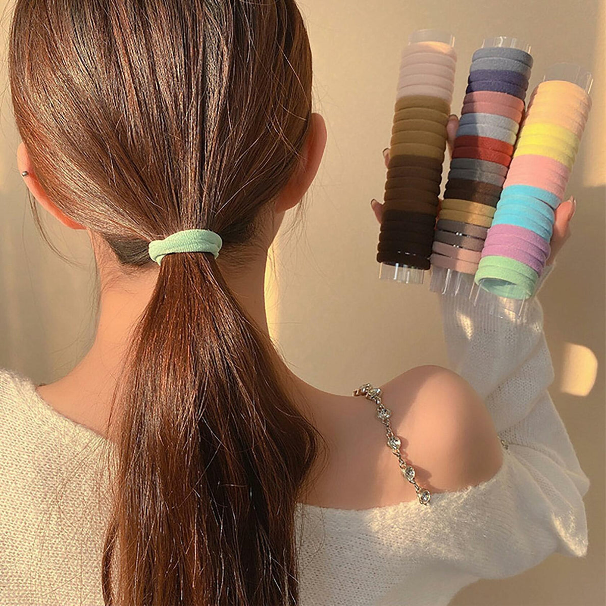 XXFBJNMD 20 piezas de bandas elásticas sin costuras, gomas para el cabello suaves de alta elasticidad HS