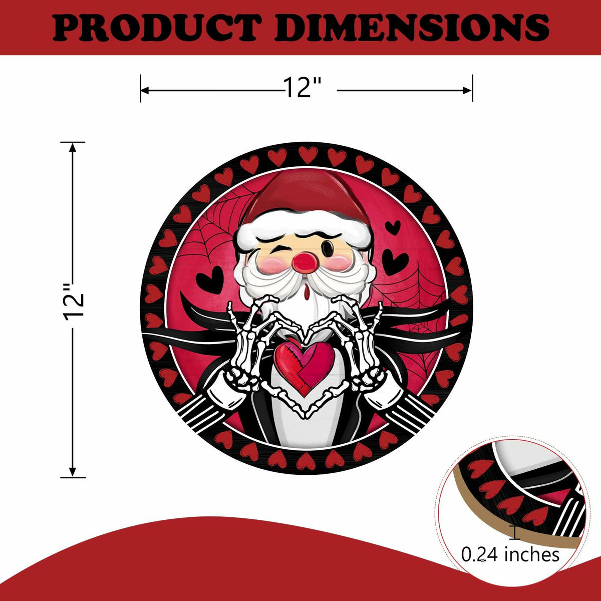 Letrero de madera para puerta de San Valentín Bolisom, decoración de porche exterior con corazones rojos y negros
