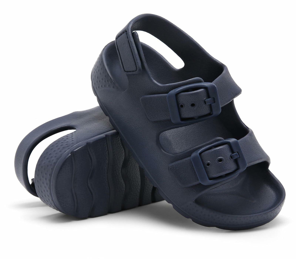 Sandalias con hebilla para niños y niñas pequeños INMINPIN, correa trasera ajustable, azul marino, talla 5