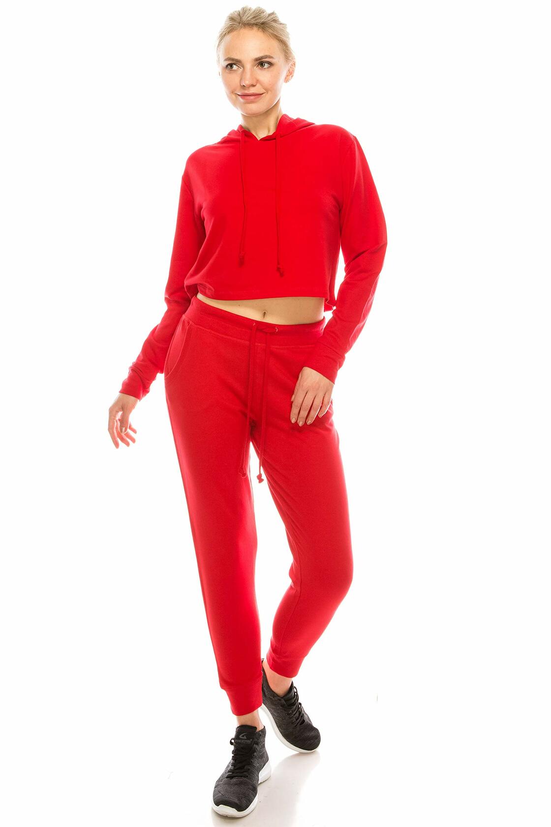 Pantalones deportivos informales para mujer, joggers con cintura elástica, color rojo, talla M