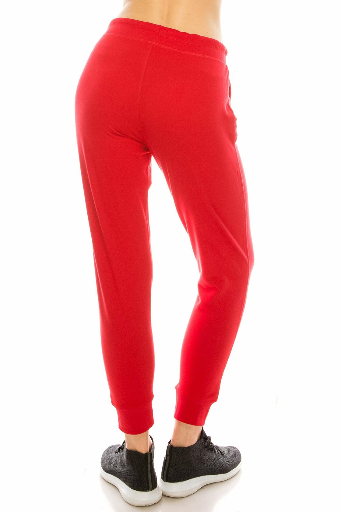 Pantalones deportivos informales para mujer, joggers con cintura elástica, color rojo, talla M