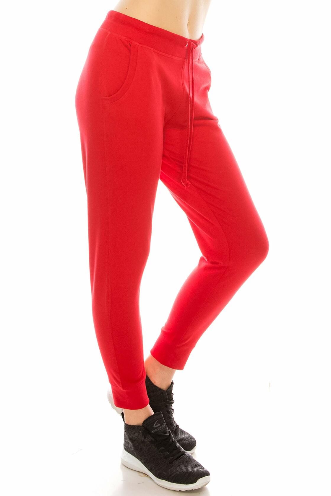 Pantalones deportivos informales para mujer, joggers con cintura elástica, color rojo, talla M