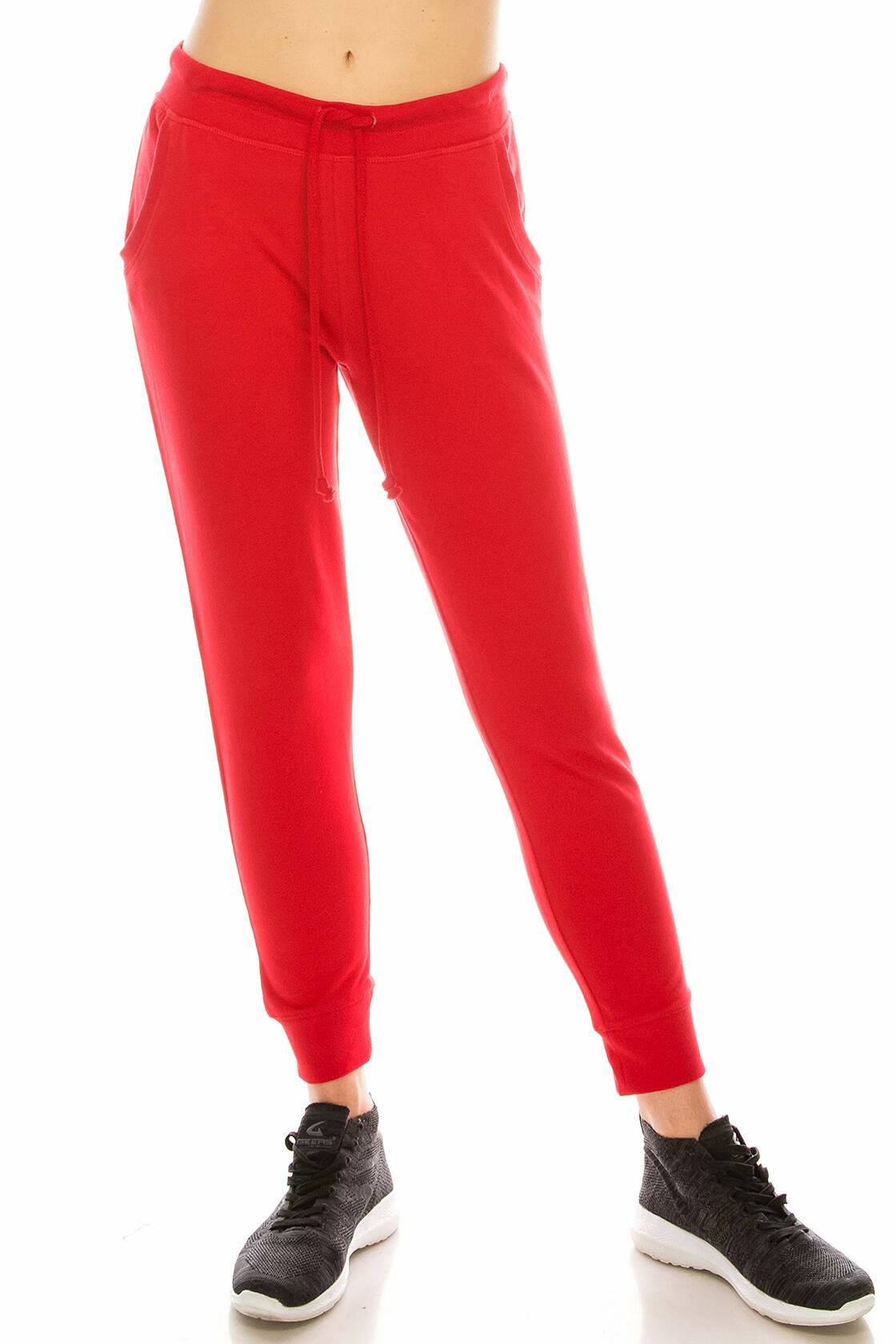 Pantalones deportivos informales para mujer, joggers con cintura elástica, color rojo, talla M