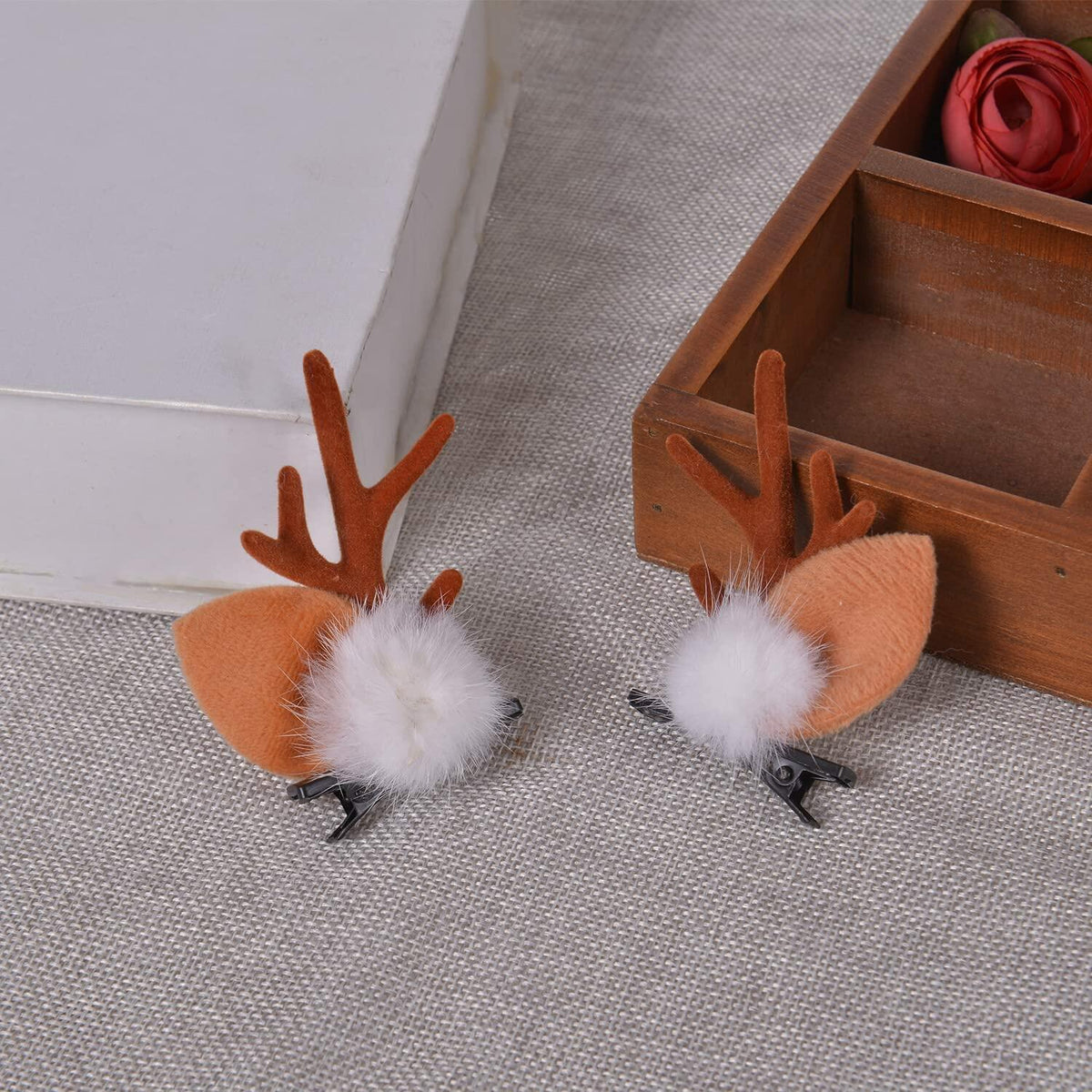 Diadema de astas de reno navideño con piñas, accesorios para el cabello festivos