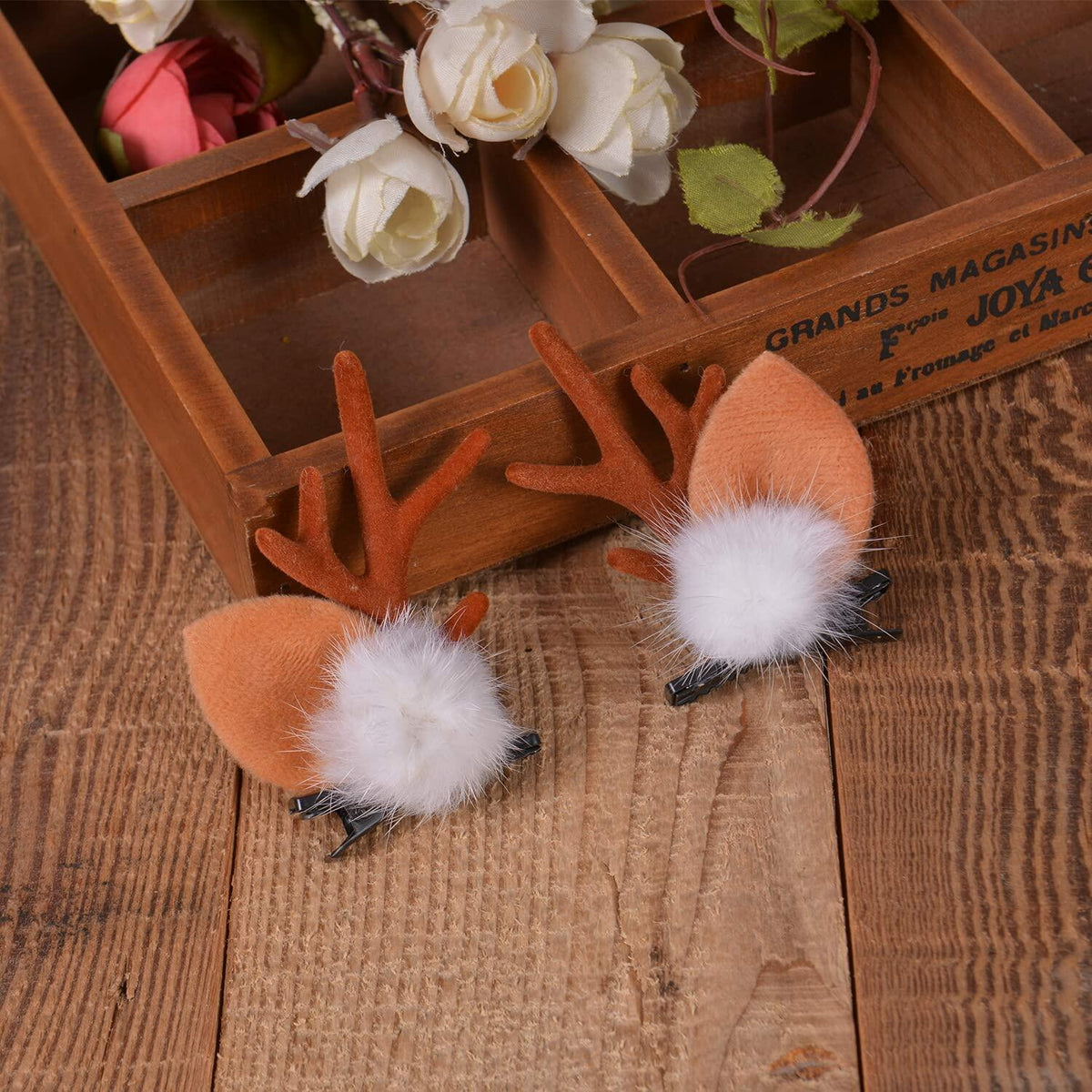 Diadema de astas de reno navideño con piñas, accesorios para el cabello festivos