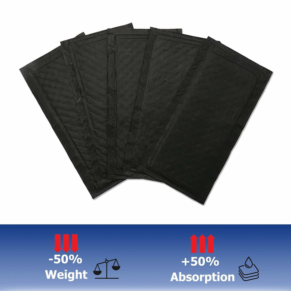 Bandejas para carne de plástico negro Ubierta con almohadillas absorbentes de 8x5x1.3 pulgadas, 10 juegos