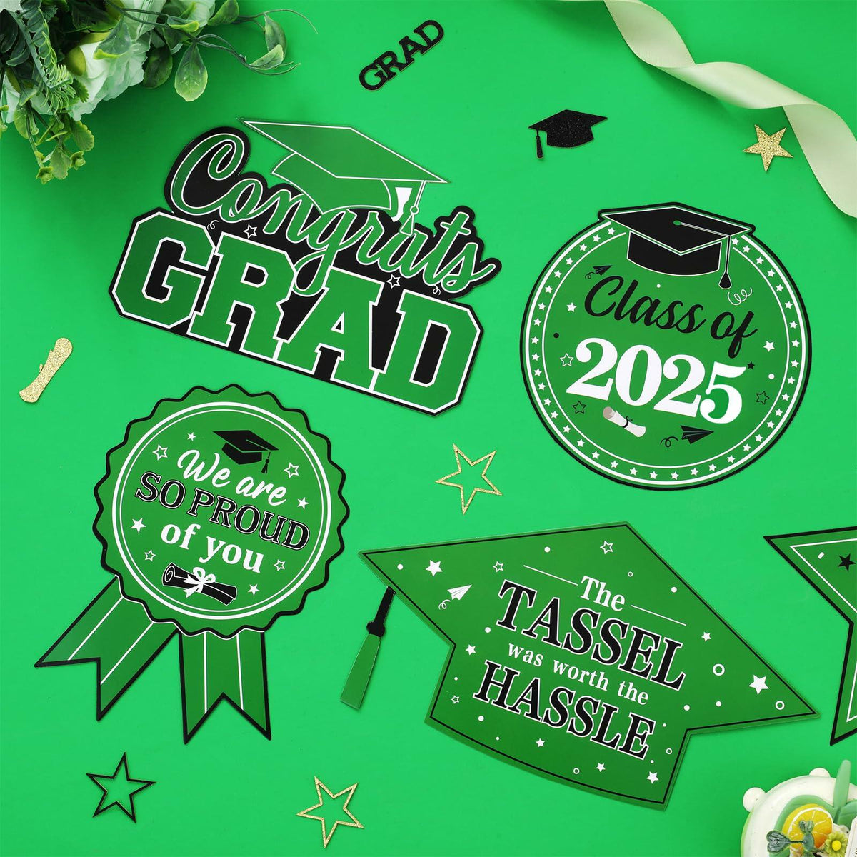 JOYMEMO Graduation Party Centerpiece Sticks 24pcs Teal Black 2025