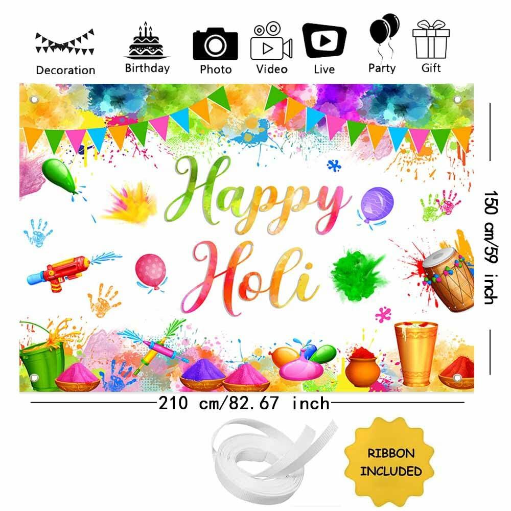 Fondo MEHOFOND para fiesta del festival Happy Holi, 7x5 pies