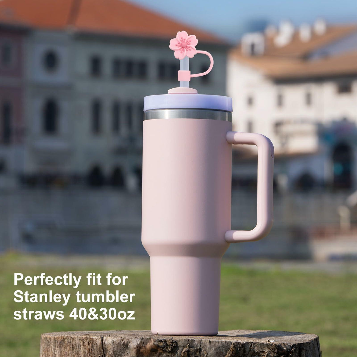 Fundas de silicona para pajitas CXLL con diseño de flor para vasos Stanley de 30 y 40 oz, 3 unidades