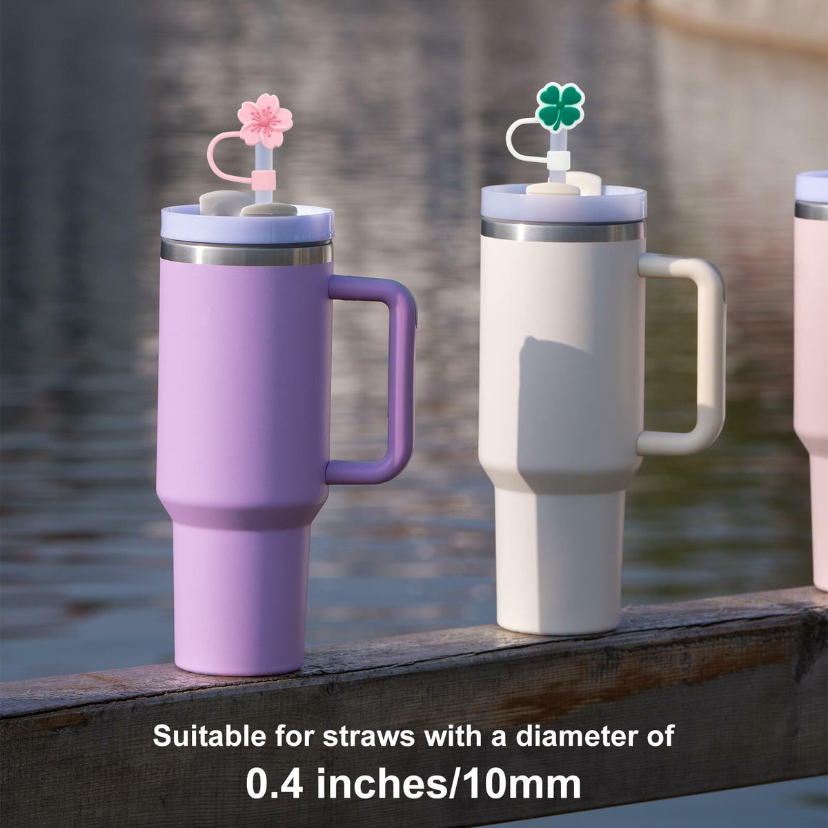 Fundas de silicona para pajitas CXLL con diseño de flor para vasos Stanley de 30 y 40 oz, 3 unidades