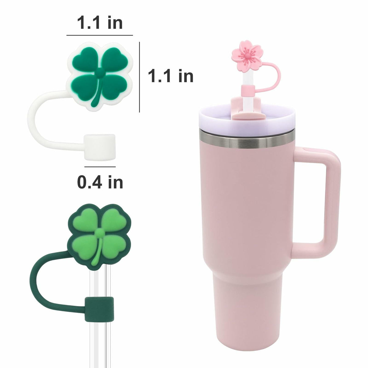 Fundas de silicona para pajitas CXLL con diseño de flor para vasos Stanley de 30 y 40 oz, 3 unidades