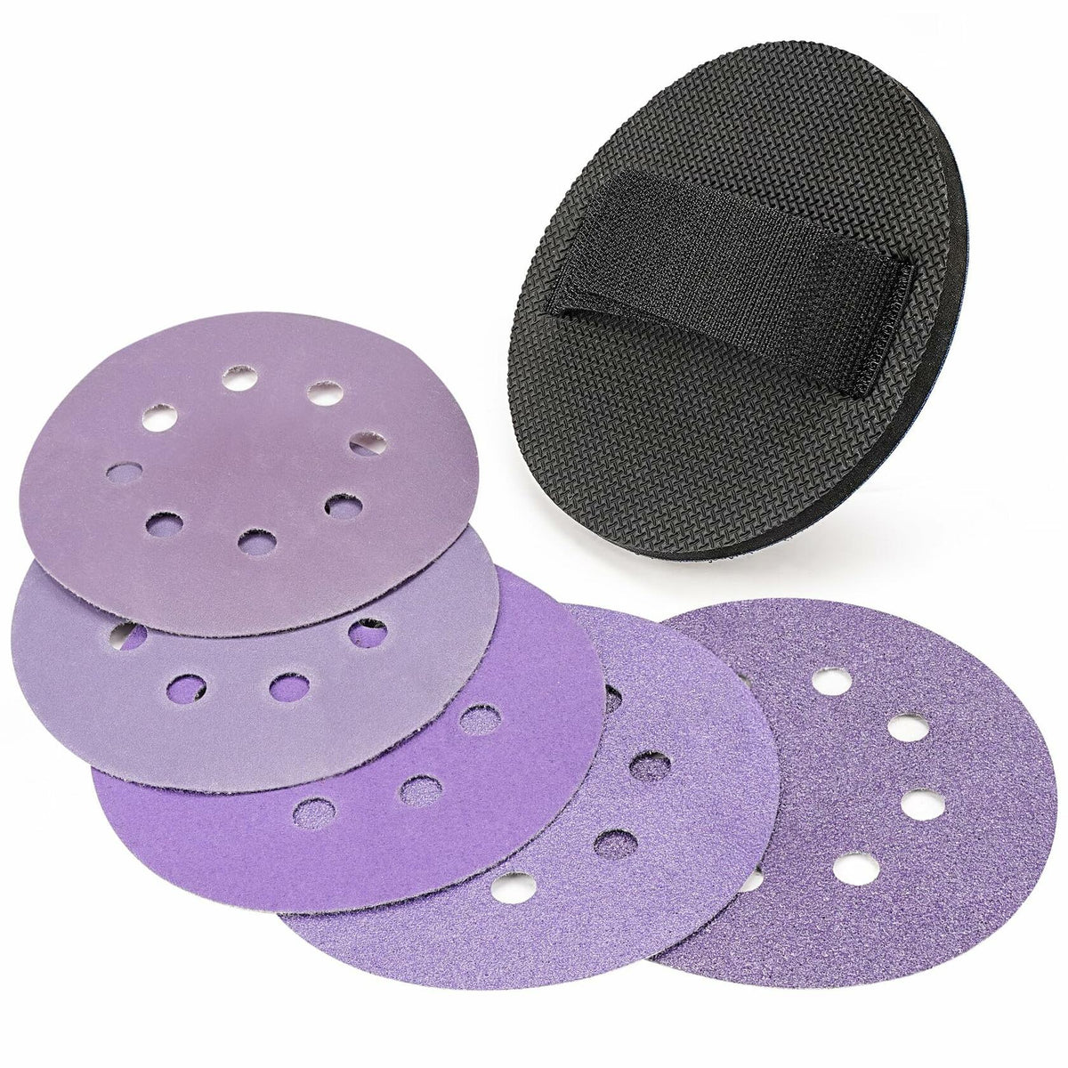 Disco de lijado de gancho y bucle de 6" Sbestily con almohadilla de mano para metal y madera