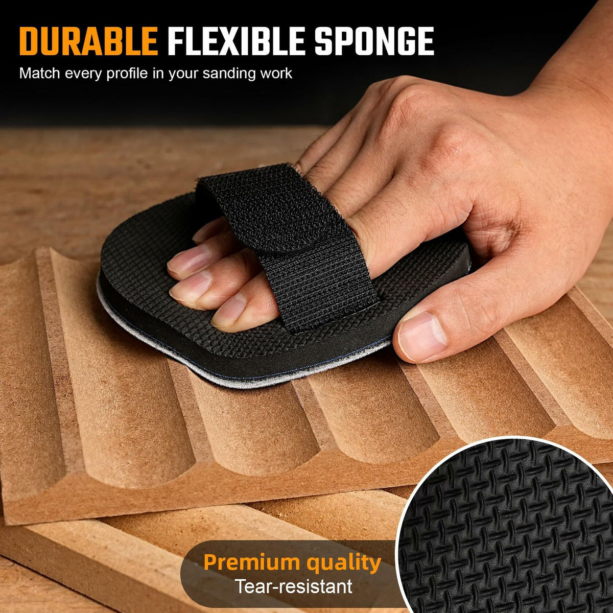 Disco de lijado de gancho y bucle de 6" Sbestily con almohadilla de mano para metal y madera