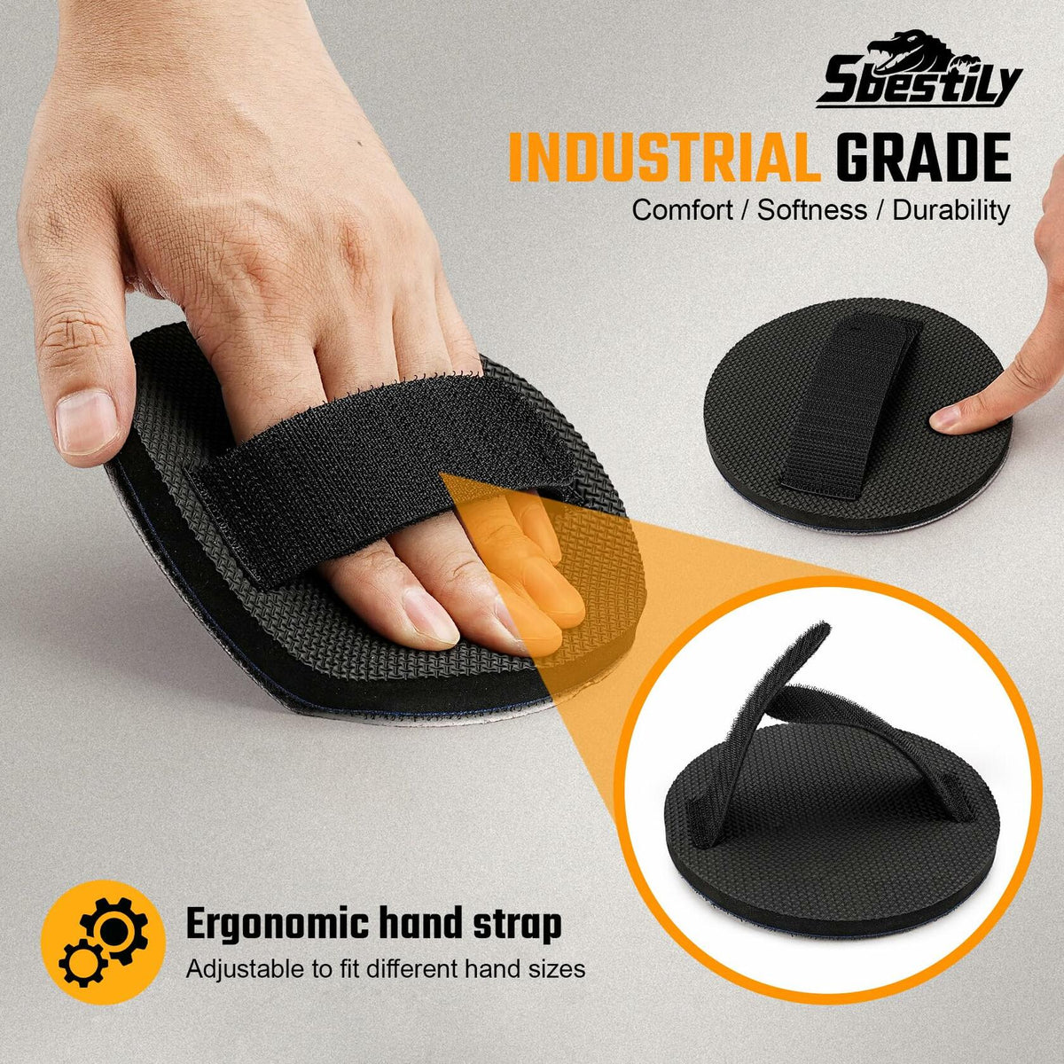 Disco de lijado de gancho y bucle de 6" Sbestily con almohadilla de mano para metal y madera