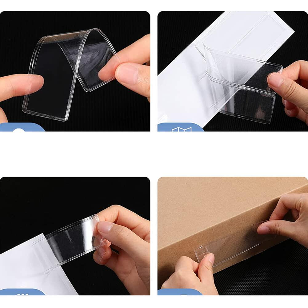 ccHuDE 48 piezas de soportes para etiquetas transparentes autoadhesivos, bolsillos para etiquetas de estante