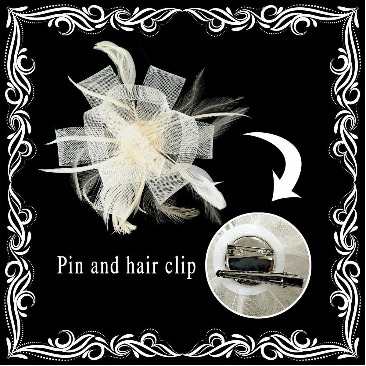 globazoe Fascinator Derby Hat Women Vintage Headband Hair Accessory Beige