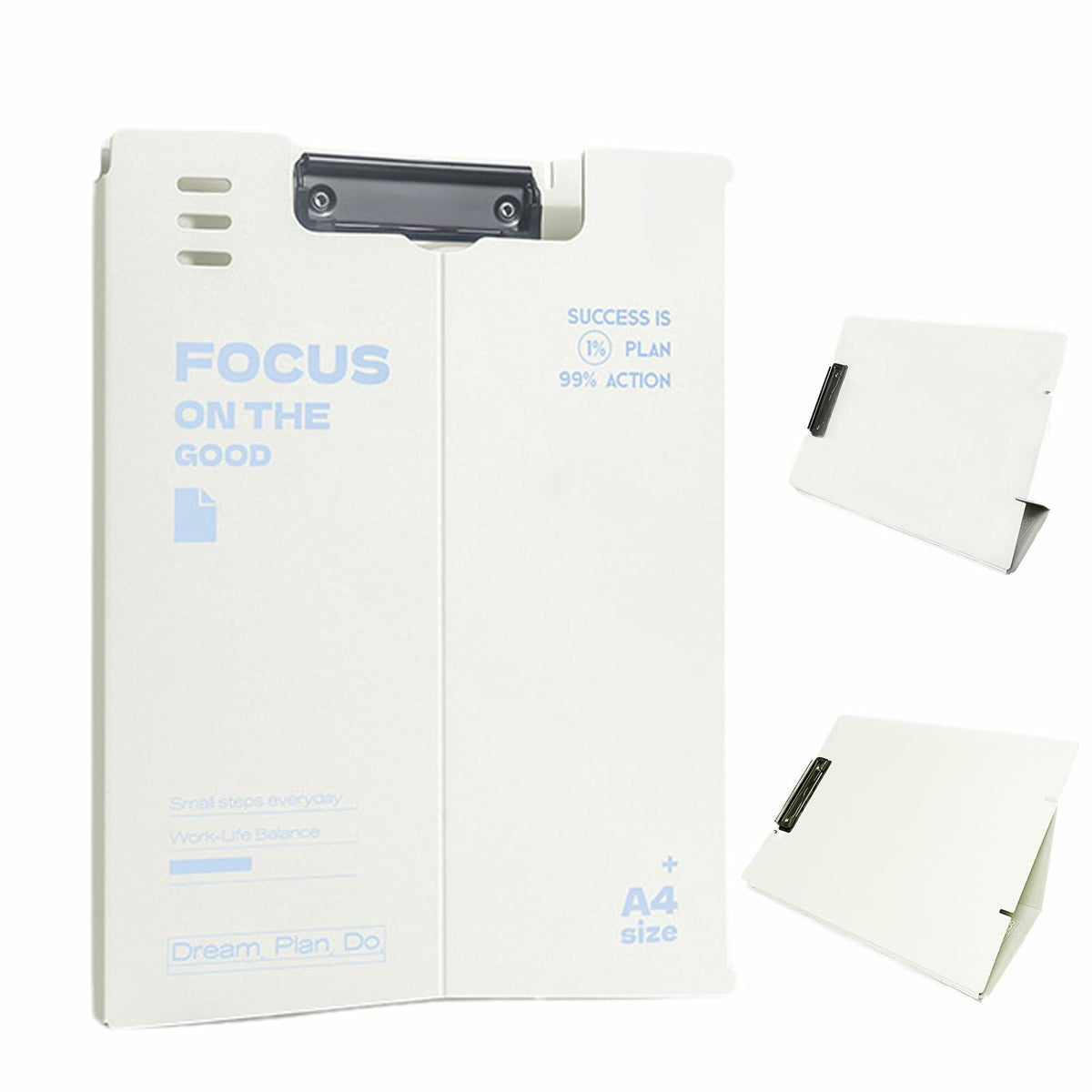Carpeta de archivos A4 de plástico duradero DAIZART con pinza de hierro, color blanco cremoso