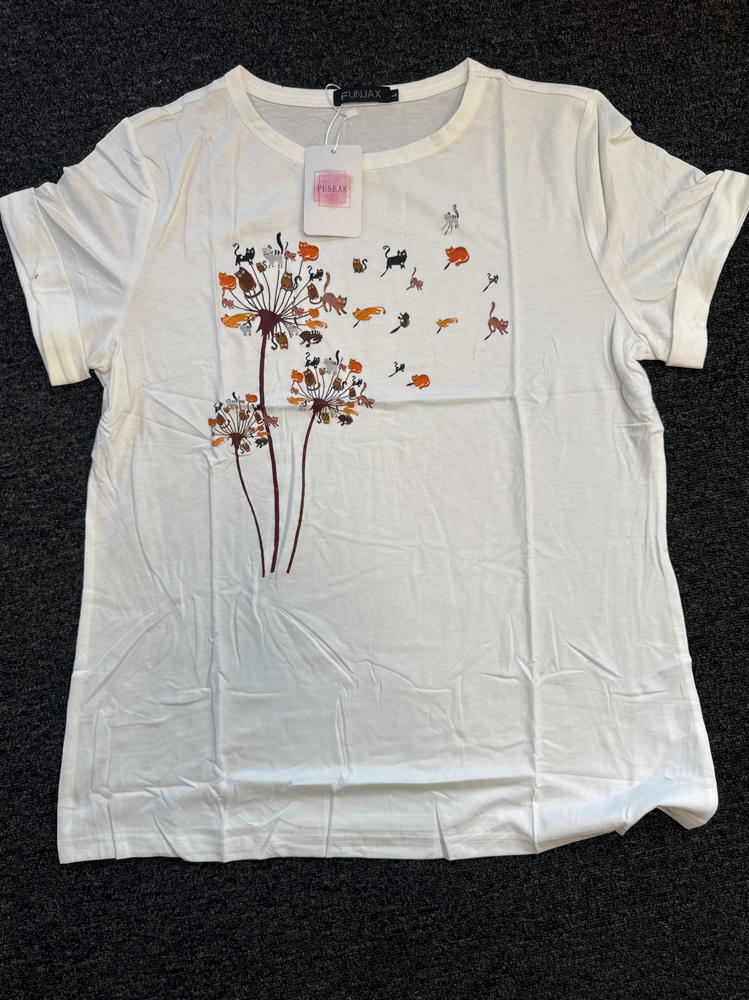Camiseta de cuello redondo con estampado de flores silvestres estilo bohemio para mujer Inber, talla XL