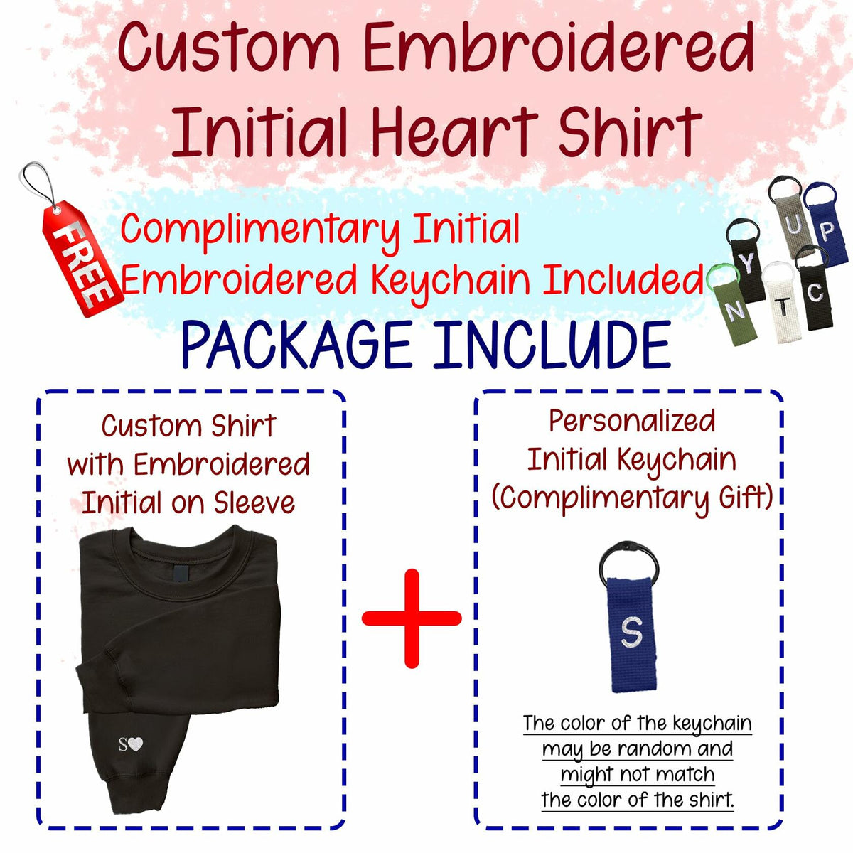 Sudadera GODMERCH con corazón bordado personalizado, inicial personalizada, negra, talla S