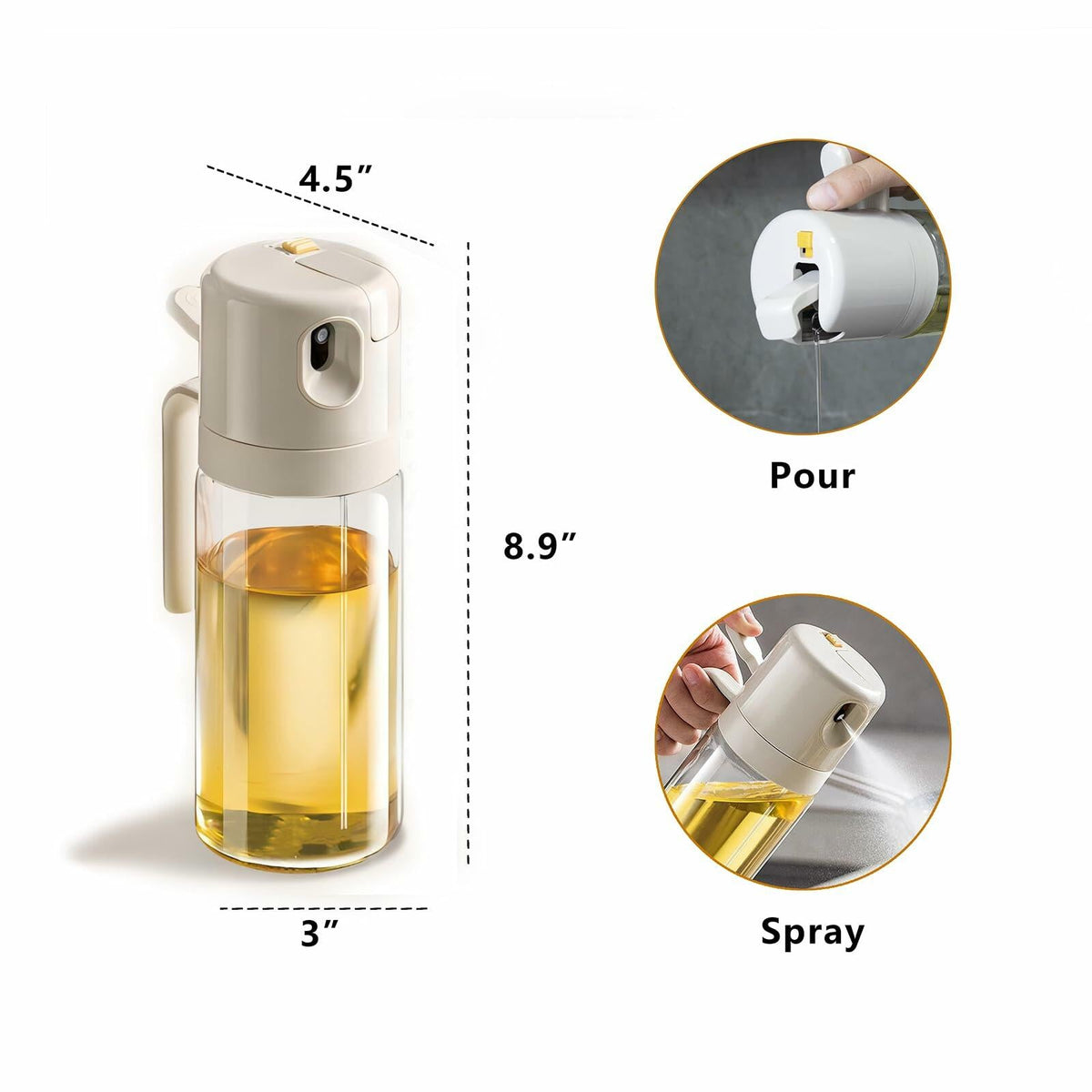 Pulverizador de aceite de oliva 2 en 1 REDANT, dispensador de cocina, gris, 500 ml
