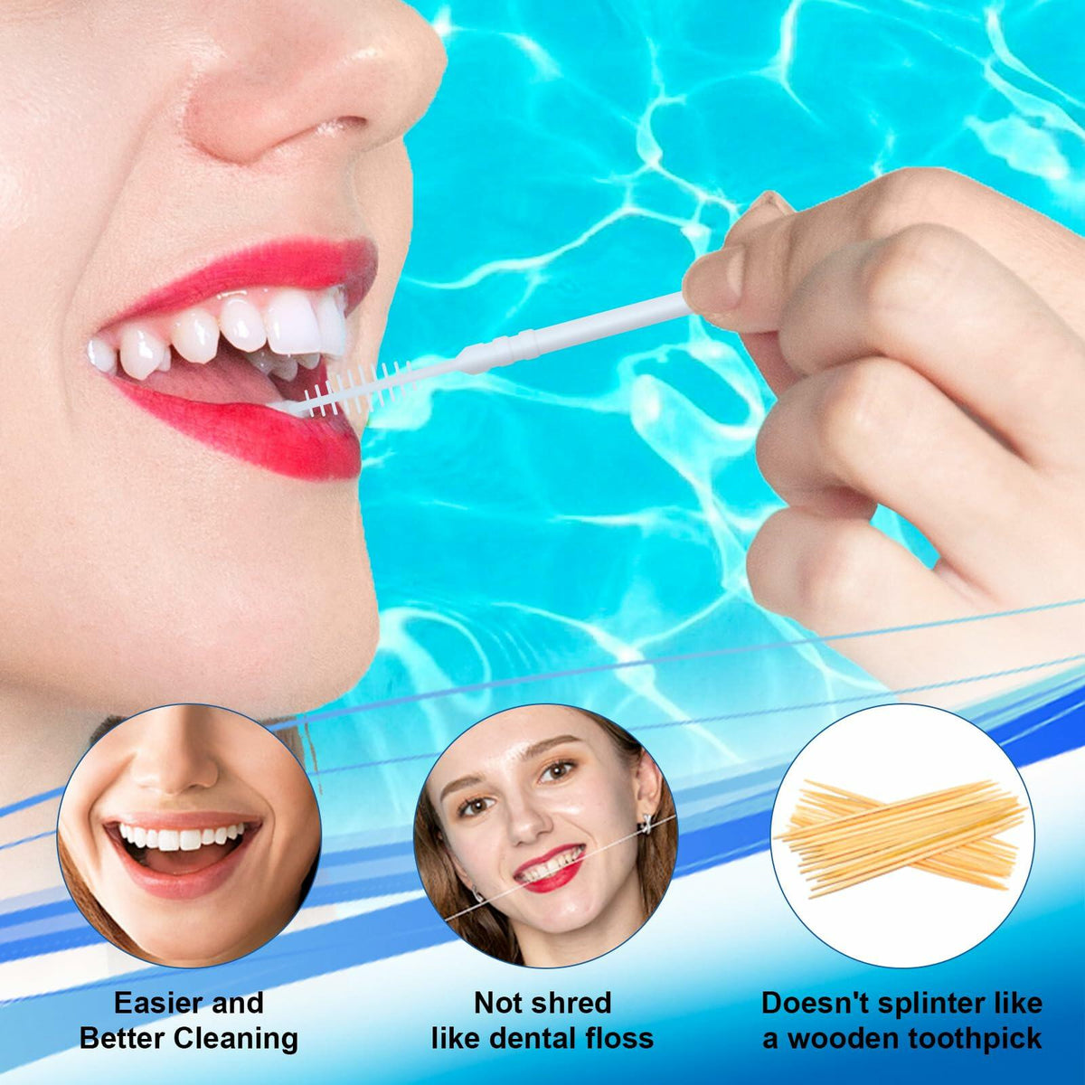 Cepillo de dientes con hilo dental dos en uno de cerdas suaves Fawnmum, paquete de 3 unidades