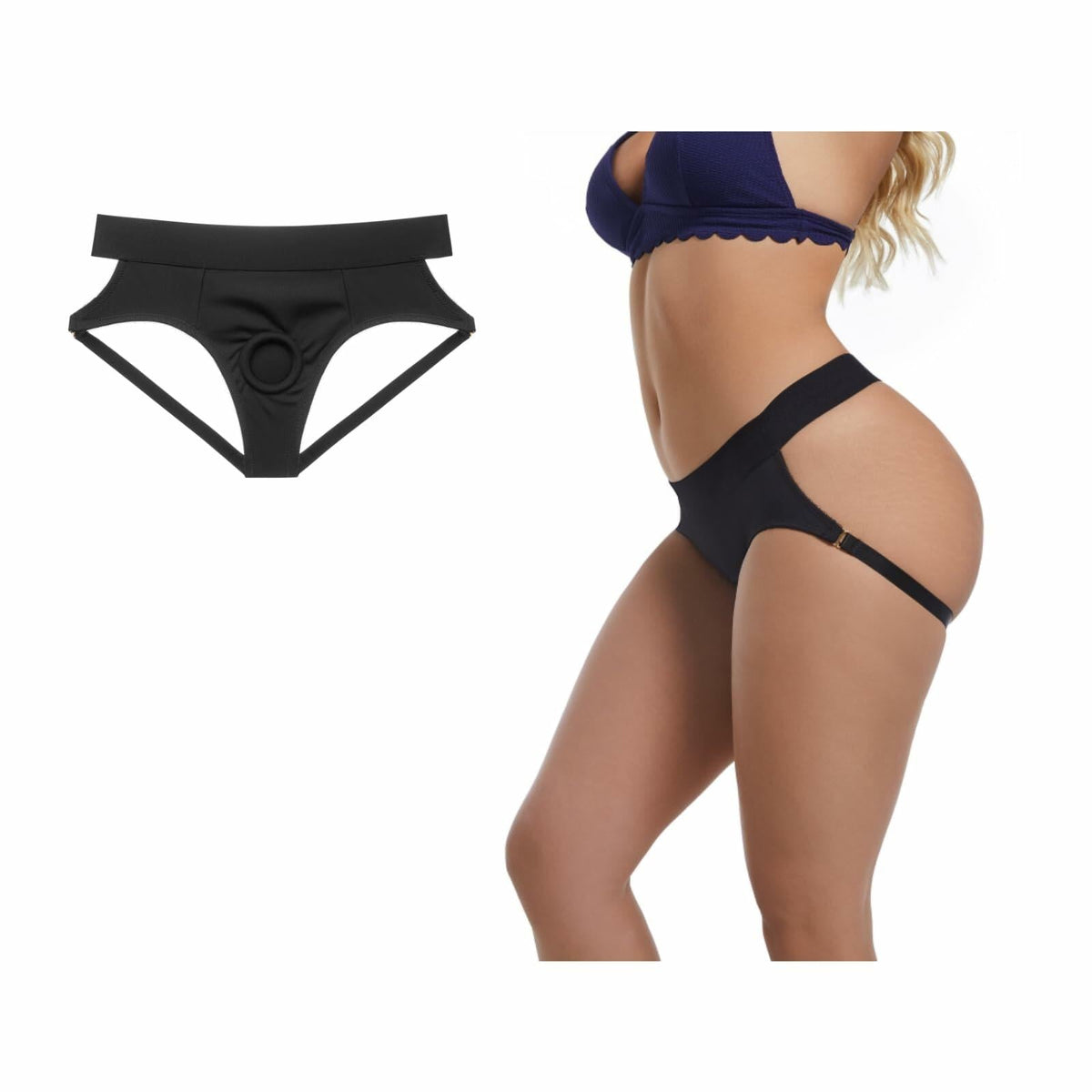 Bóxer con arnés para strap-on BQQSHH, color negro, talla mediana