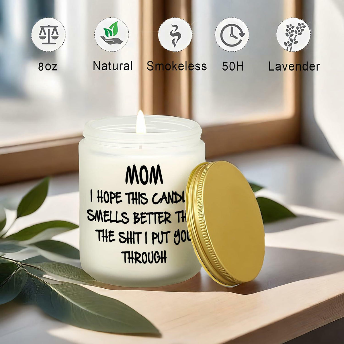 Unique Lavender Scented Soy Candle Gift for Mom from Daughter 7oz