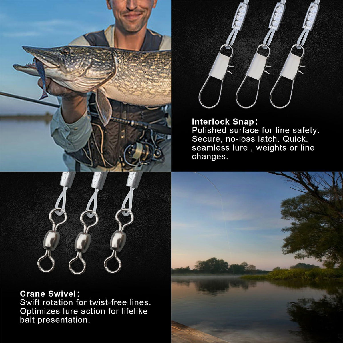 AIRKOUL 24 piezas de líneas de pesca de nailon con esmerillones, broches y cuentas