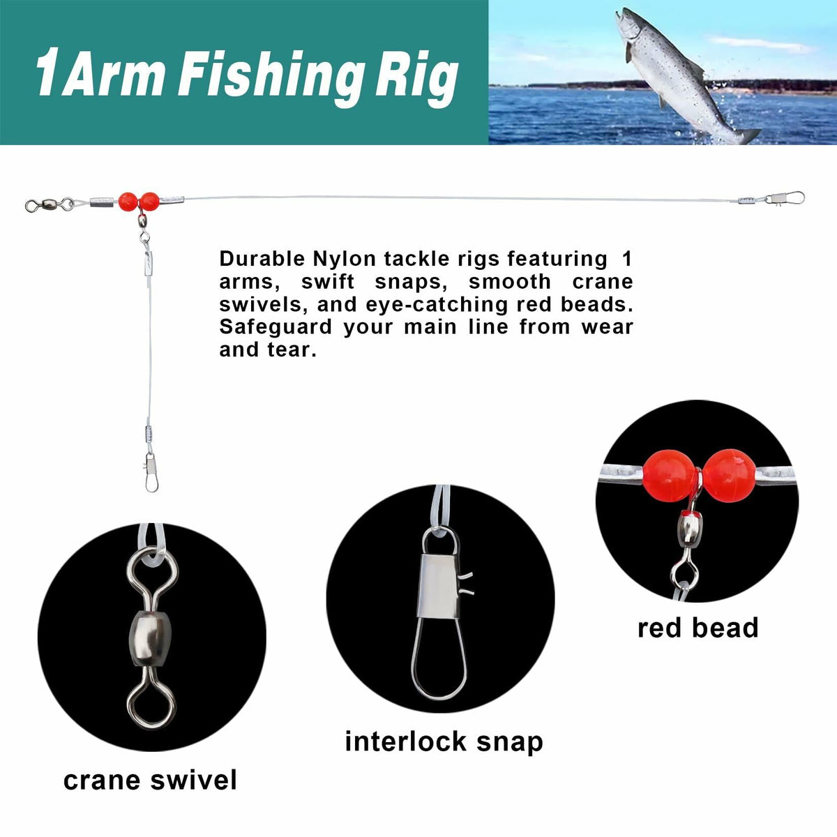 AIRKOUL 24 piezas de líneas de pesca de nailon con esmerillones, broches y cuentas