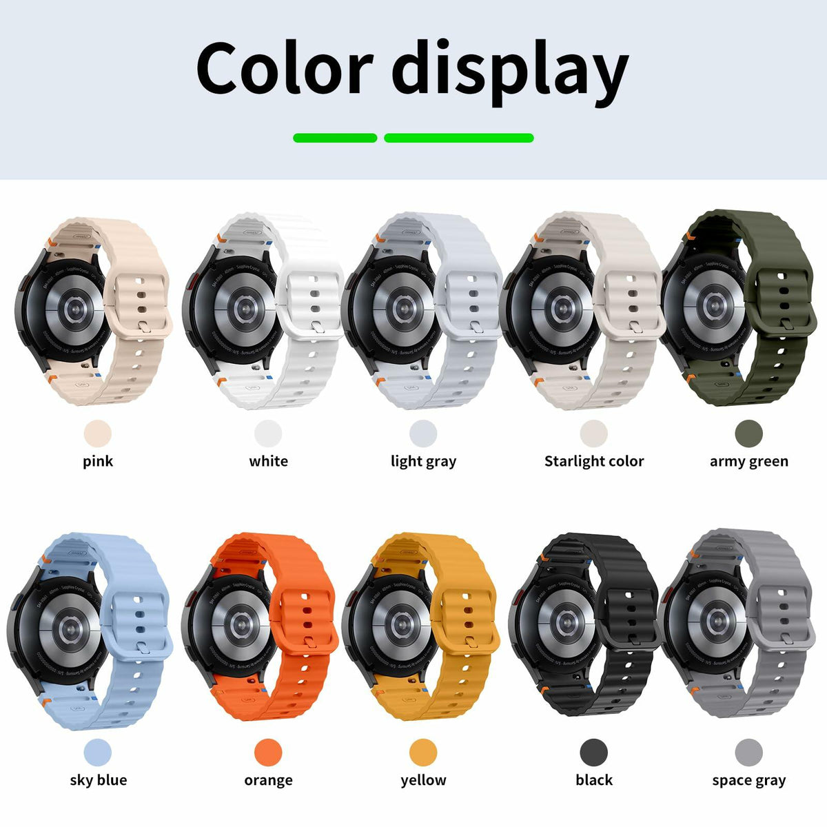 Correas deportivas compatibles con Samsung Galaxy Watch 7 6 5 40mm 44mm de silicona suave