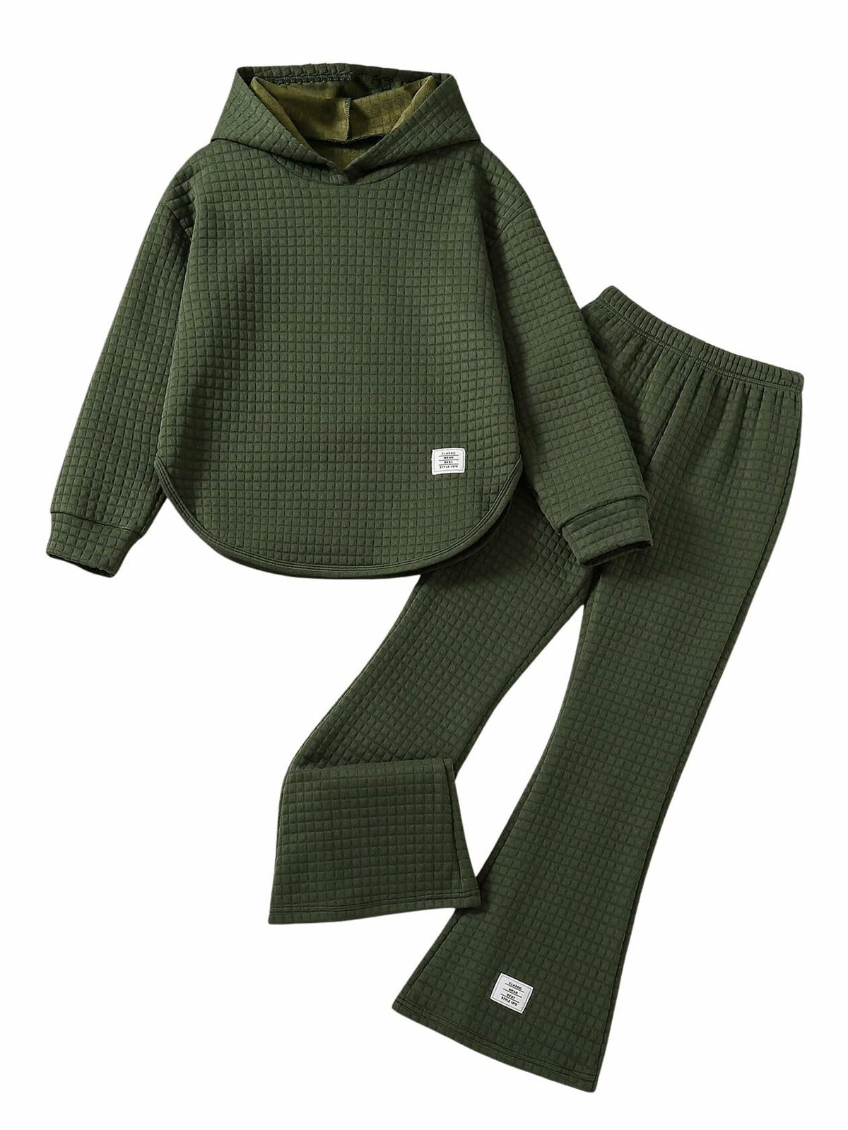 SOLY HUX Girl's Waffle Knit Hoodie Set 2PC Army Green Size 8Y